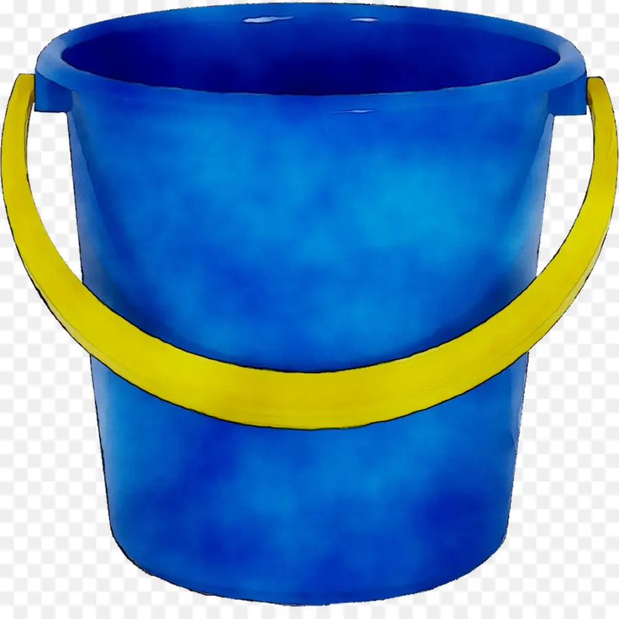 Secchio di plastica blu con manico giallo