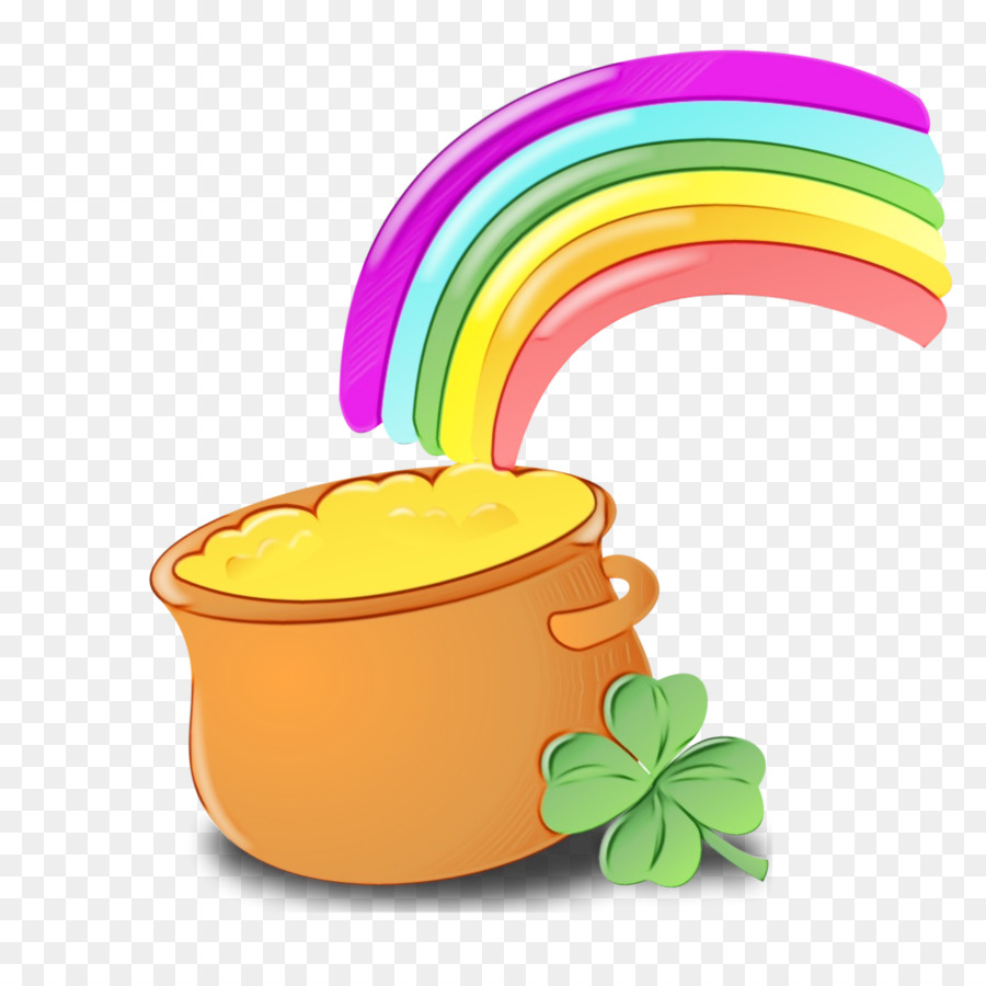 Pot of Gold with Rainbow and Clover