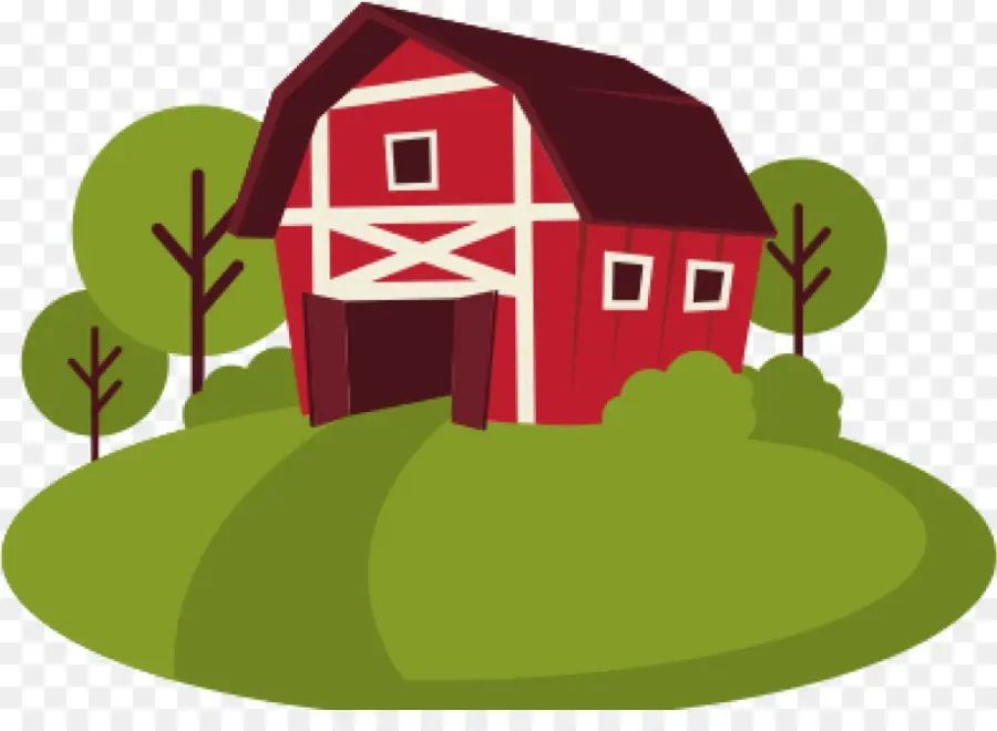 Red Barn trong một cánh đồng màu xanh lá cây