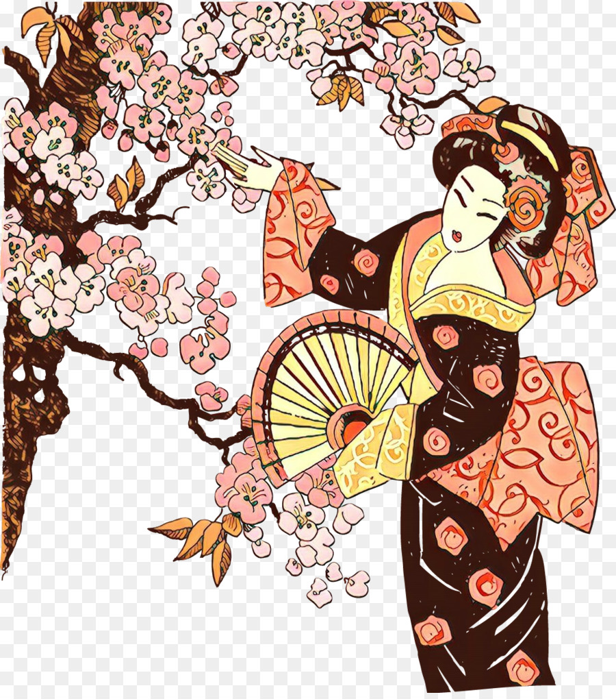 Geisha mit Kirschblüten