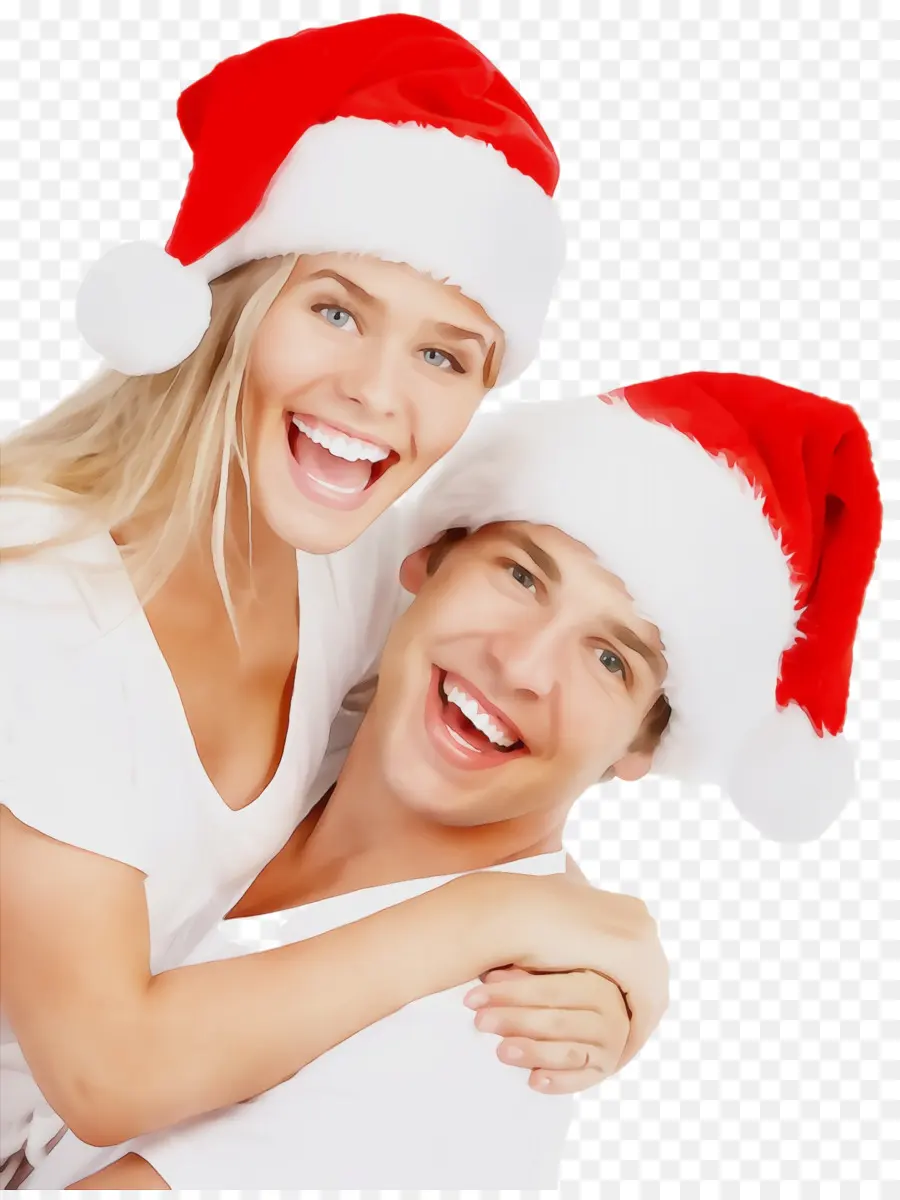 Cặp đôi hạnh phúc với mũ ông già Noel