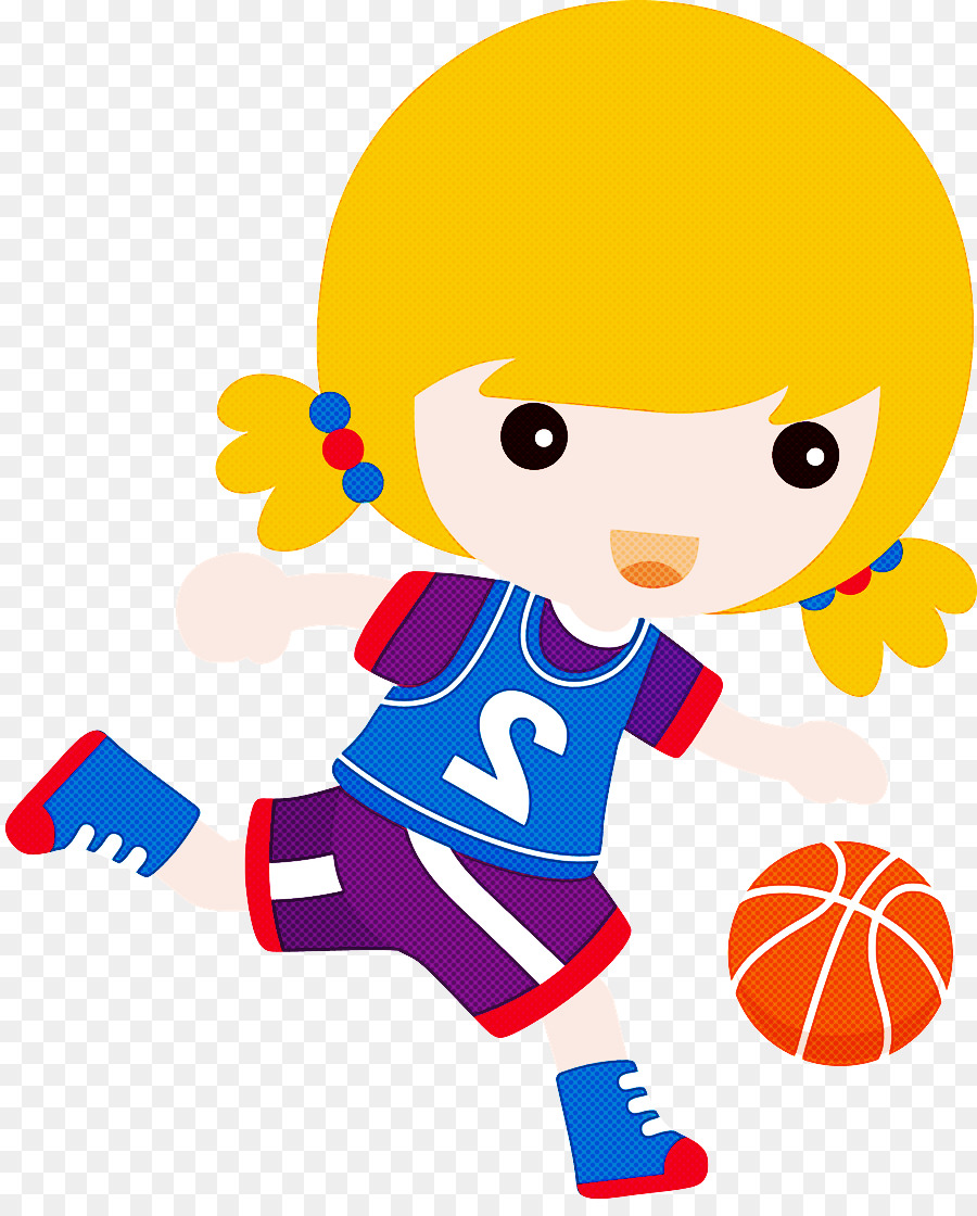 Cartoon-Mädchen spielt Basketball