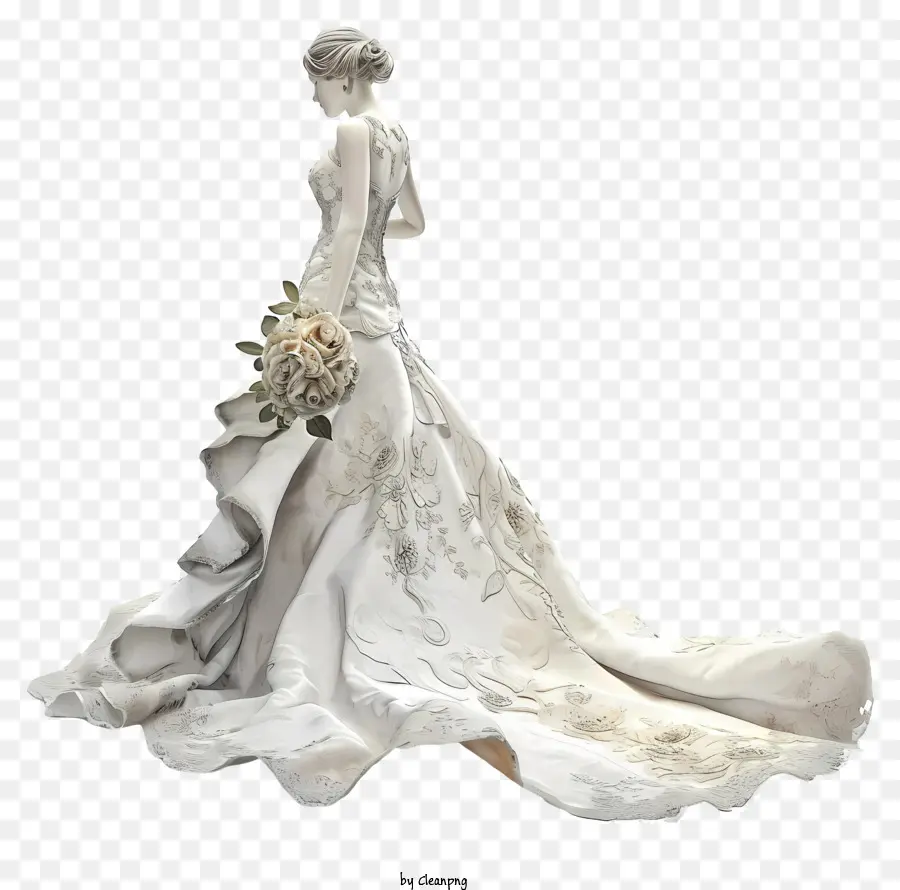 Elegante Brautstatue mit Hochzeitskleid