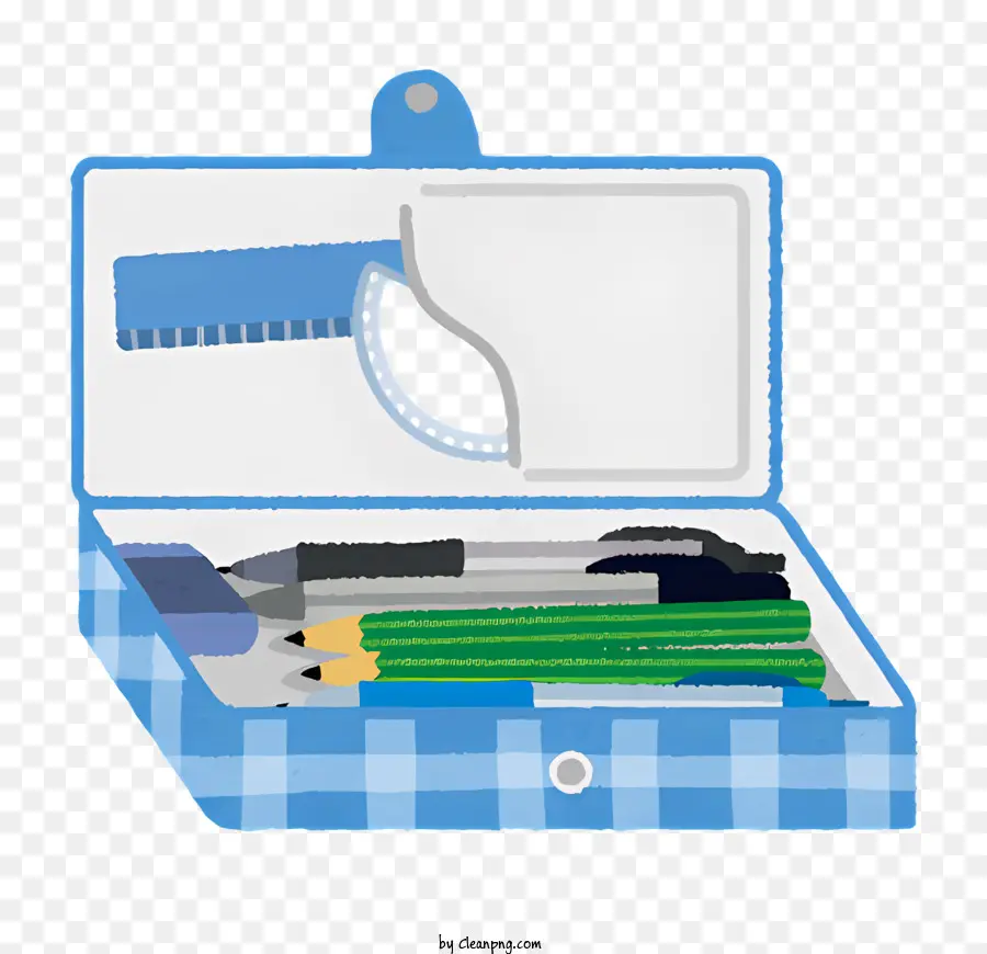 Blue Stationery Box with School Supplies