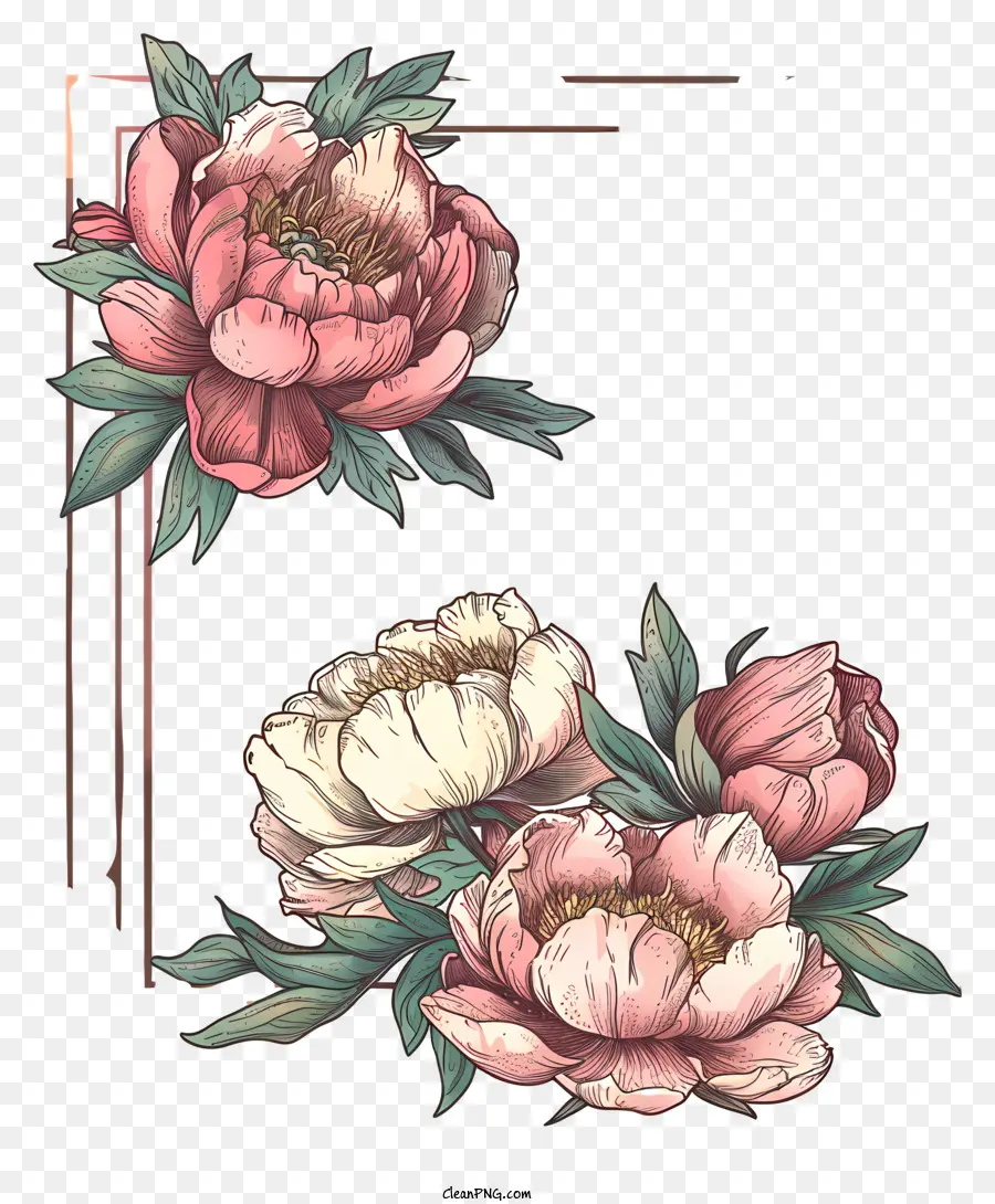 Illustrazione dei fiori di peonia