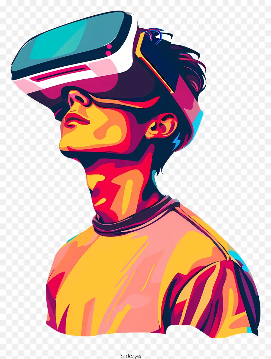 Bunte Illustration einer Person mit VR-Headset