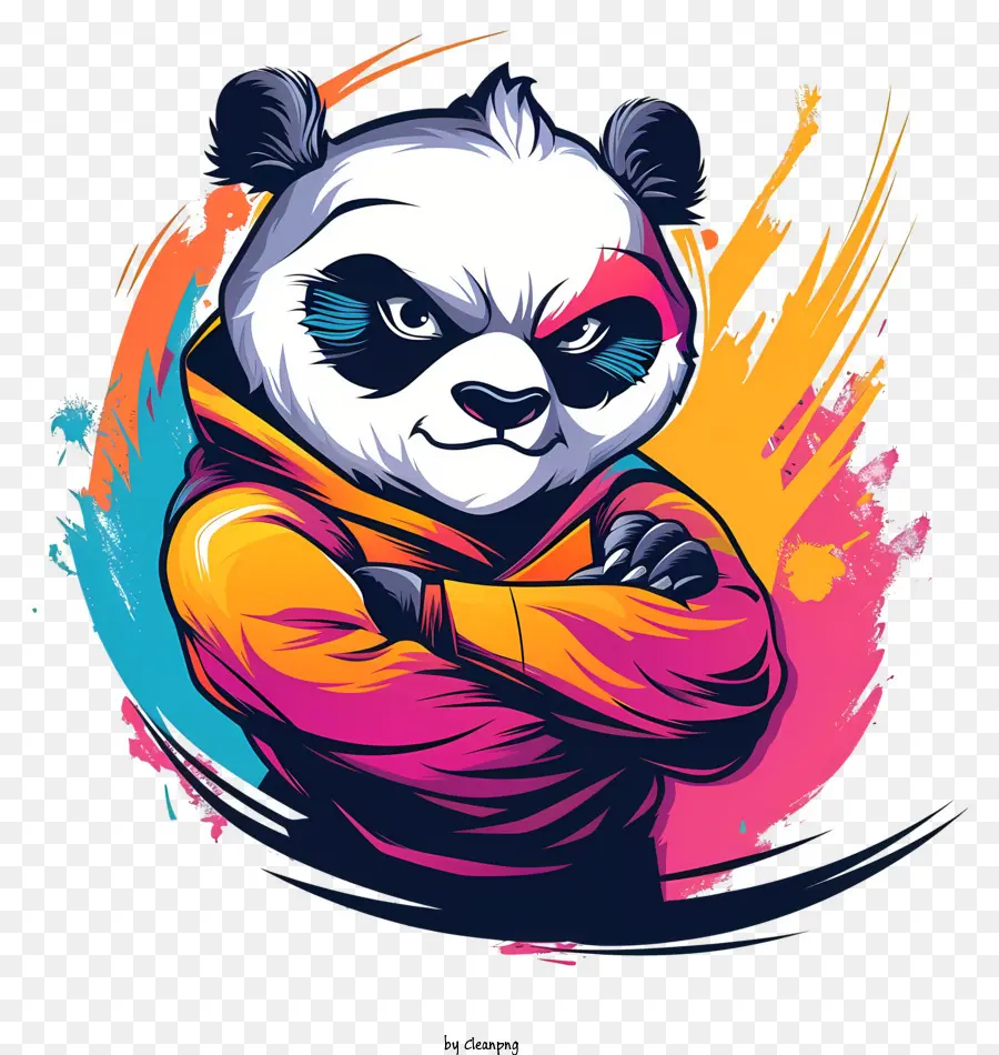 Cooler Panda in bunter Jacke