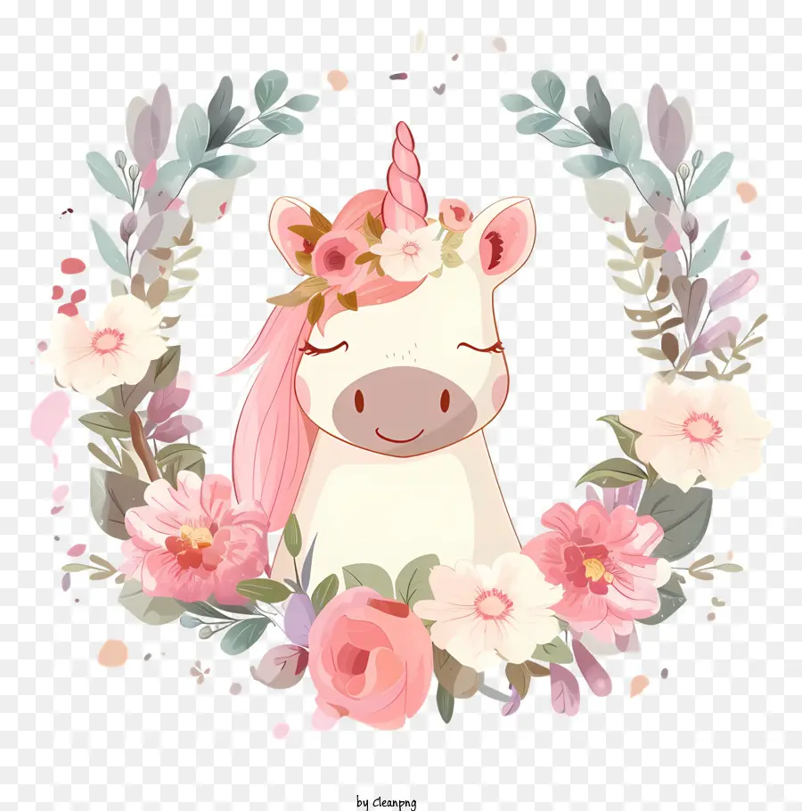 Unicorno carino con fiori