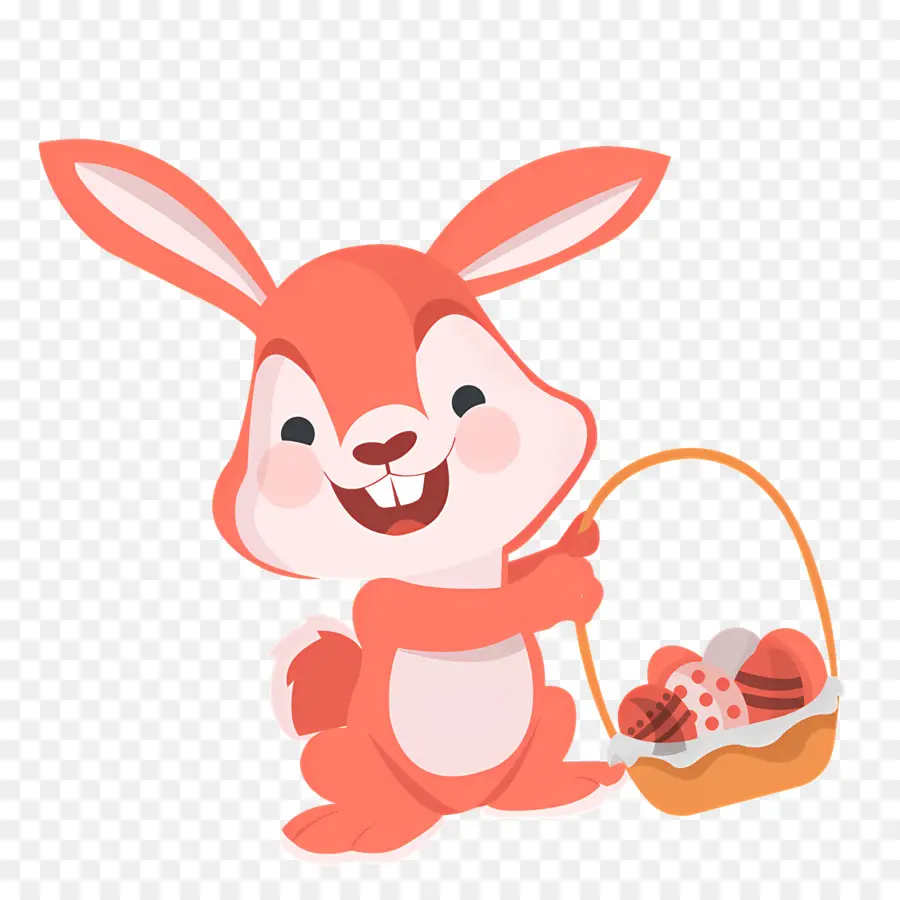 Cute Cartoon Bunny with Easter Basket