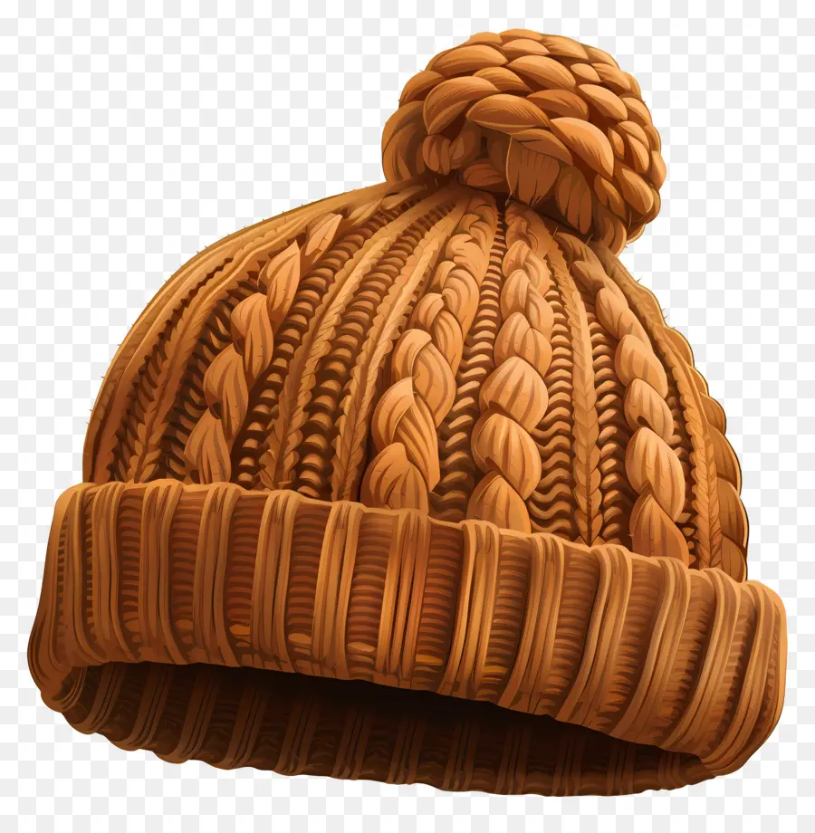 Cappello lavorato a maglia arancione con pompon