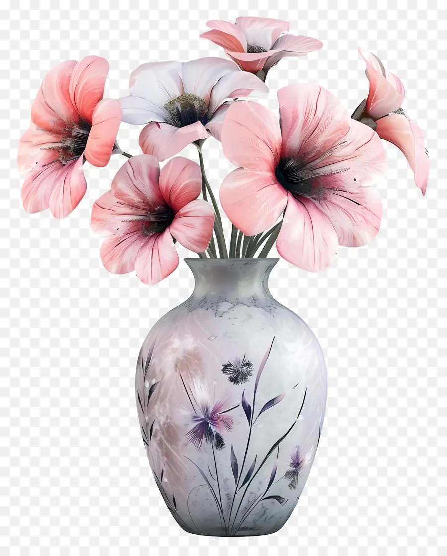 Fiori rosa in vaso decorativo