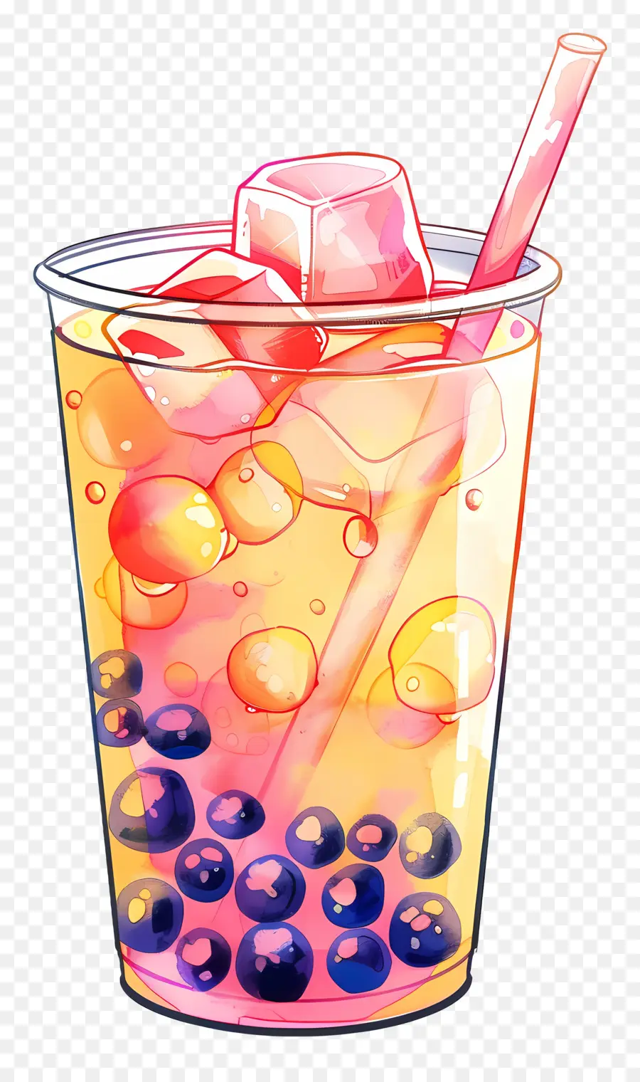 Bubble Tea colorato con cannucce