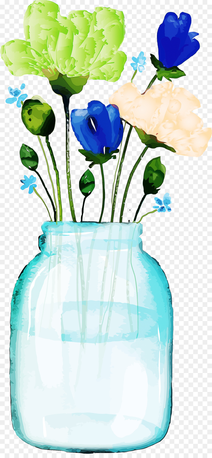 Colorful Flowers in a Glass Jar