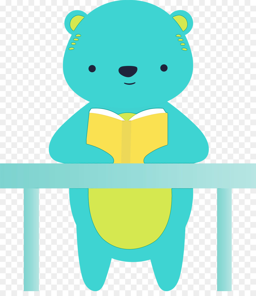 Orso blu che legge un libro