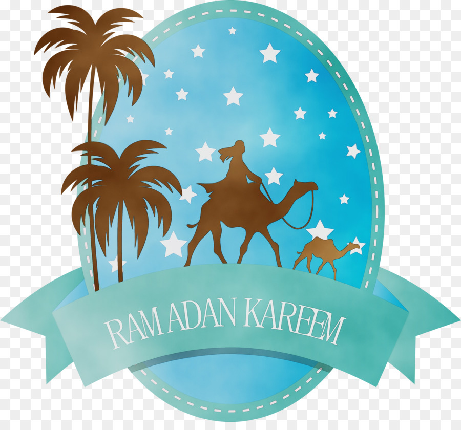 Ramadan-Kareem-Banner mit Kamelen und Palmen