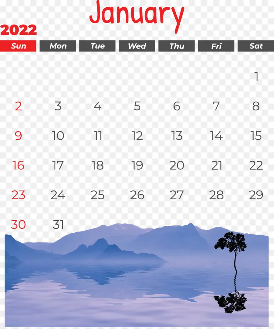 Kalender Januar 2022 mit Bergszene