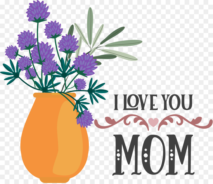 Blumenvase mit dem Text „I Love You Mom“.