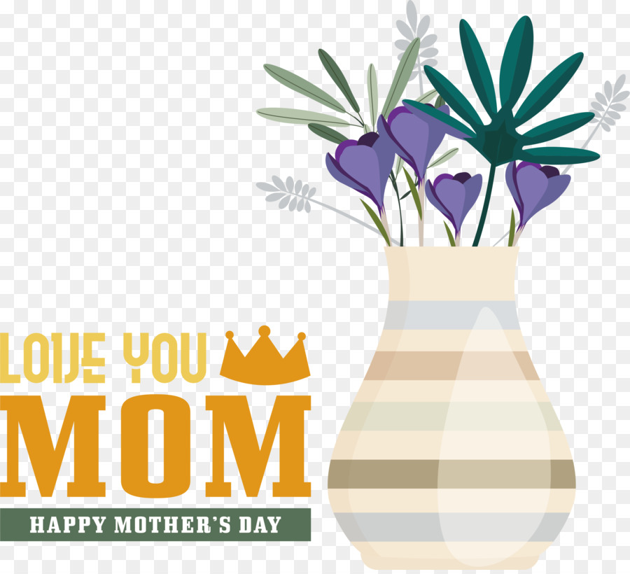 Blumenvase mit dem Text „I Love You Mom“.