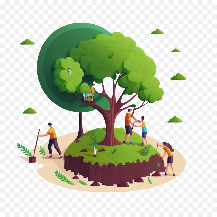 Illustrazione di piantagione di alberi comunitari