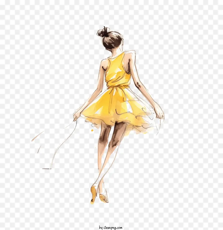 Illustrazione di moda della donna in abito giallo