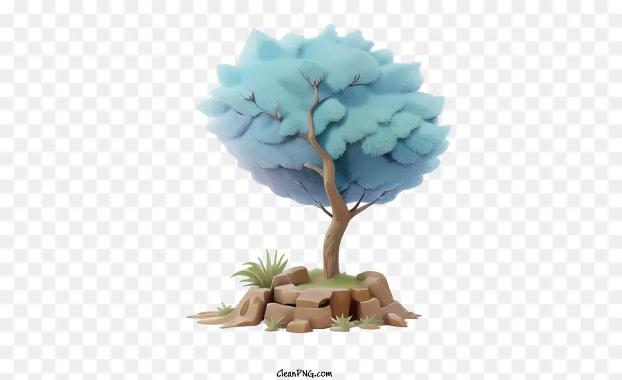 Cartoon-Baum mit blauen Blättern