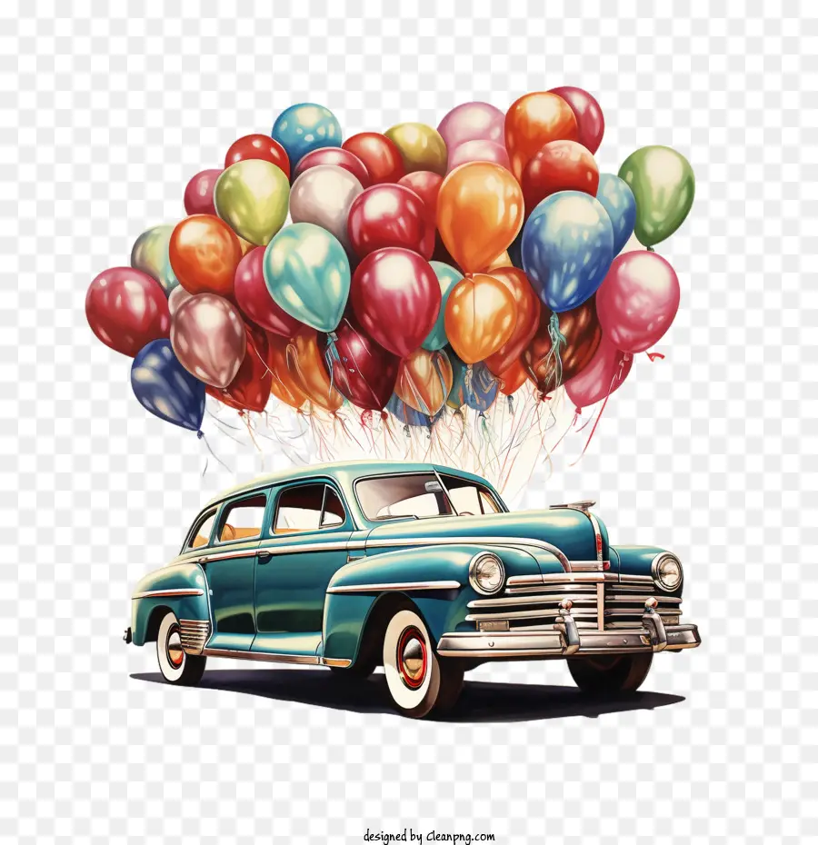 Auto con palloncini colorati