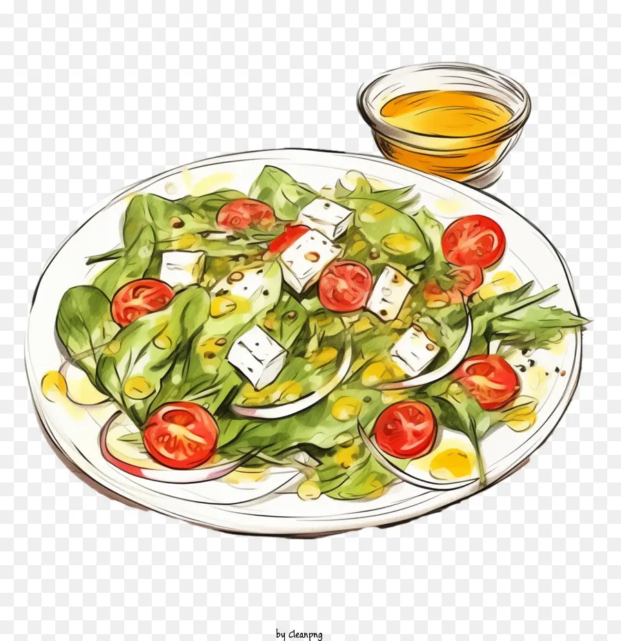 Frischer Salat mit Dressing