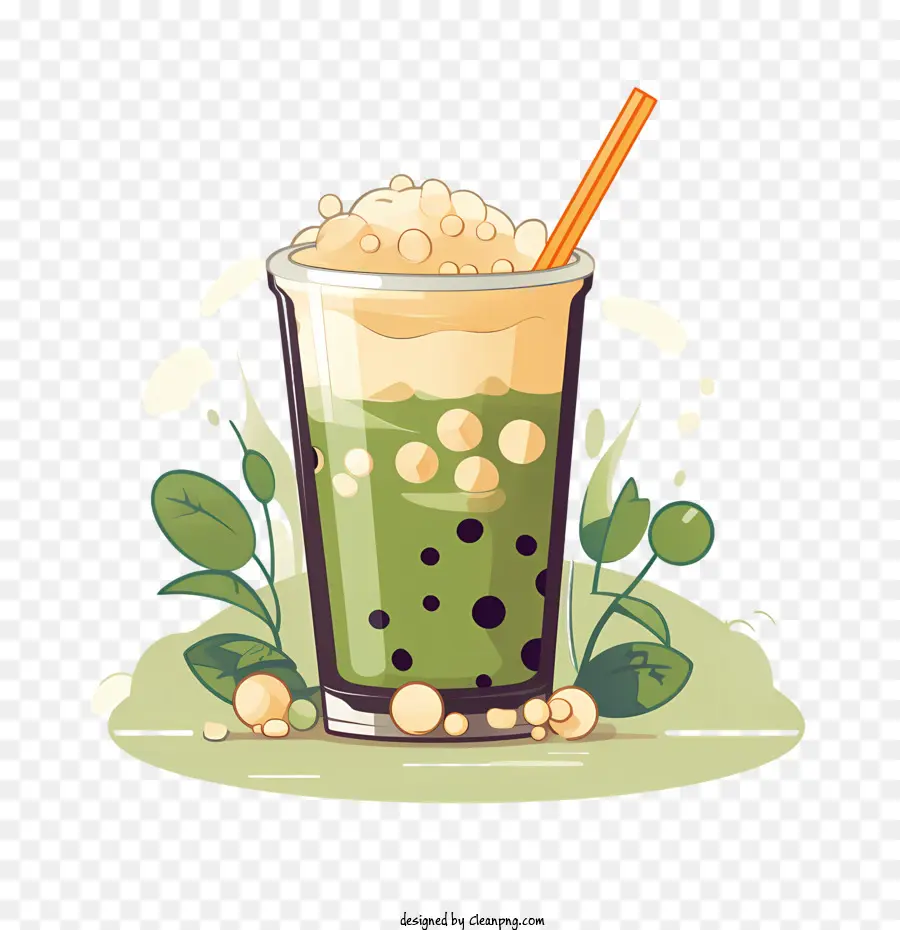 Erfrischender grüner Bubble Tea mit Boba