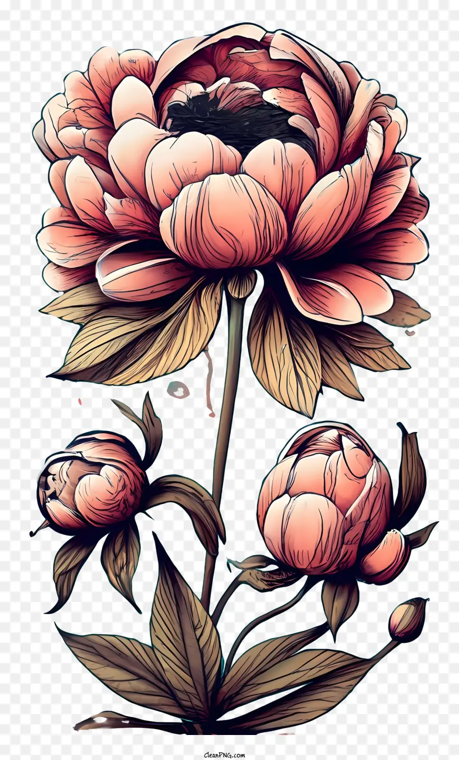 Illustrazione del fiore di peonia rosa