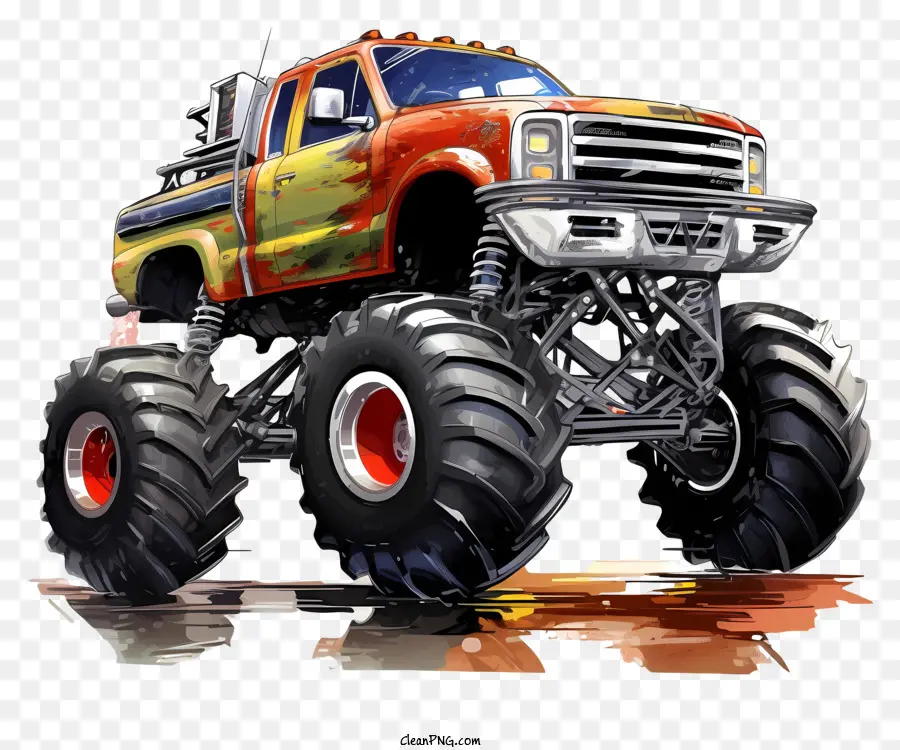 Roter Monstertruck mit großen Rädern