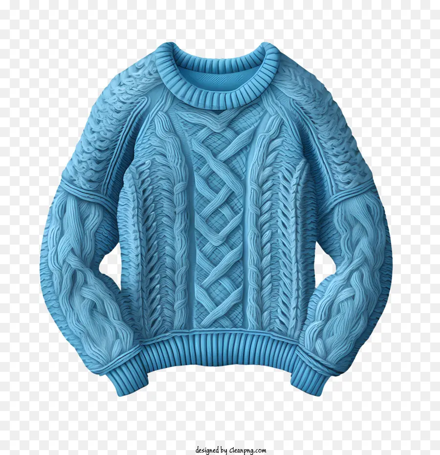 Caldo maglione lavorato a maglia blu