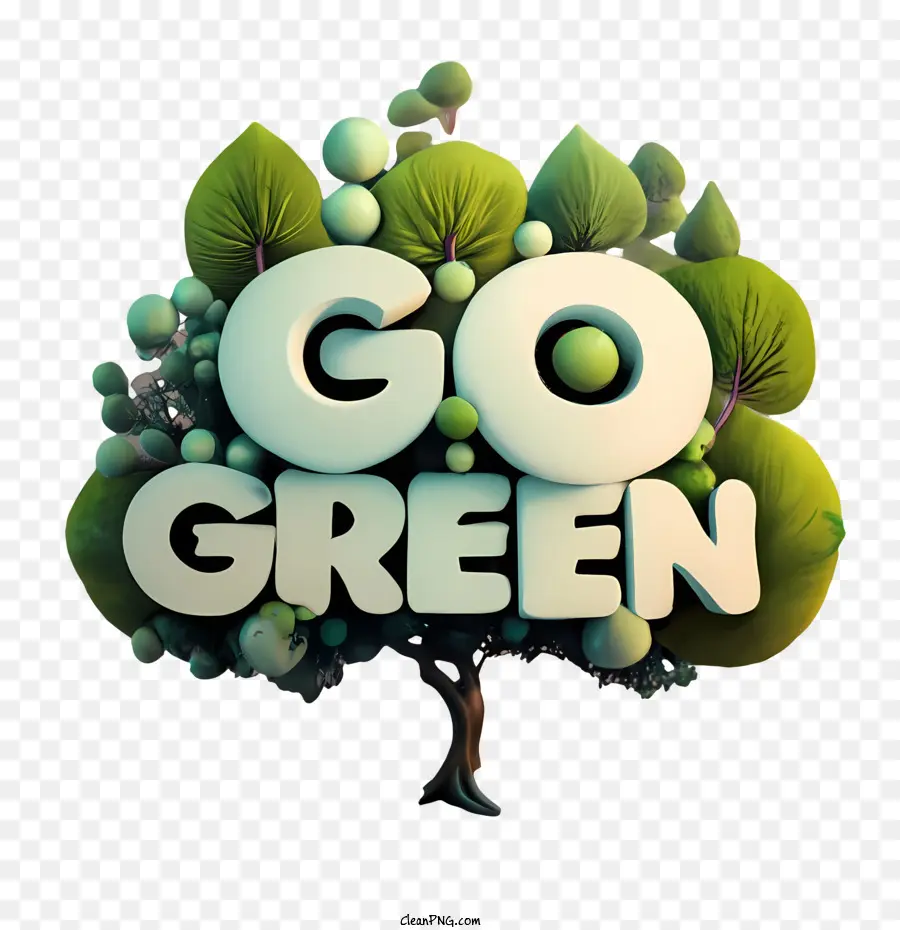 Go Green Slogan with Tree