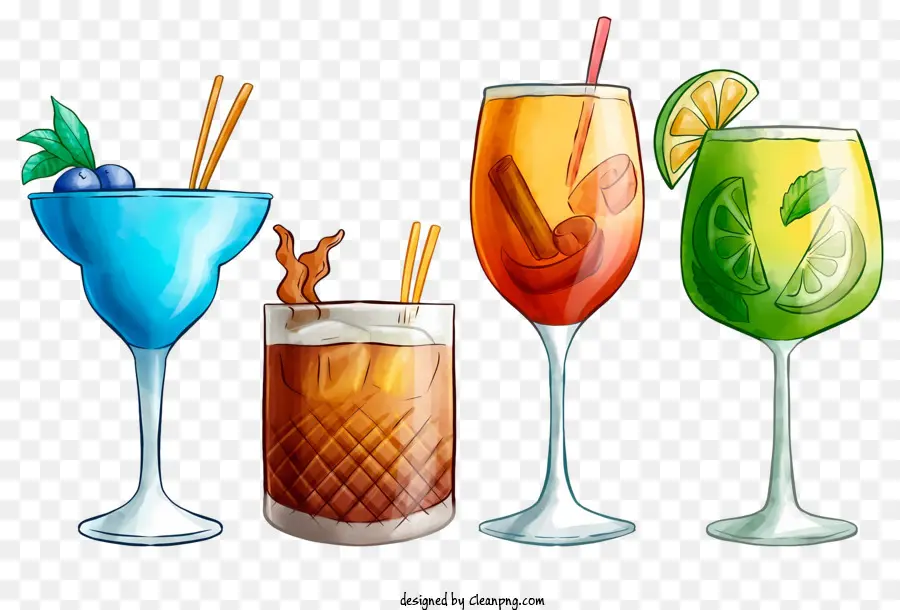 Cocktail assortiti in bicchieri