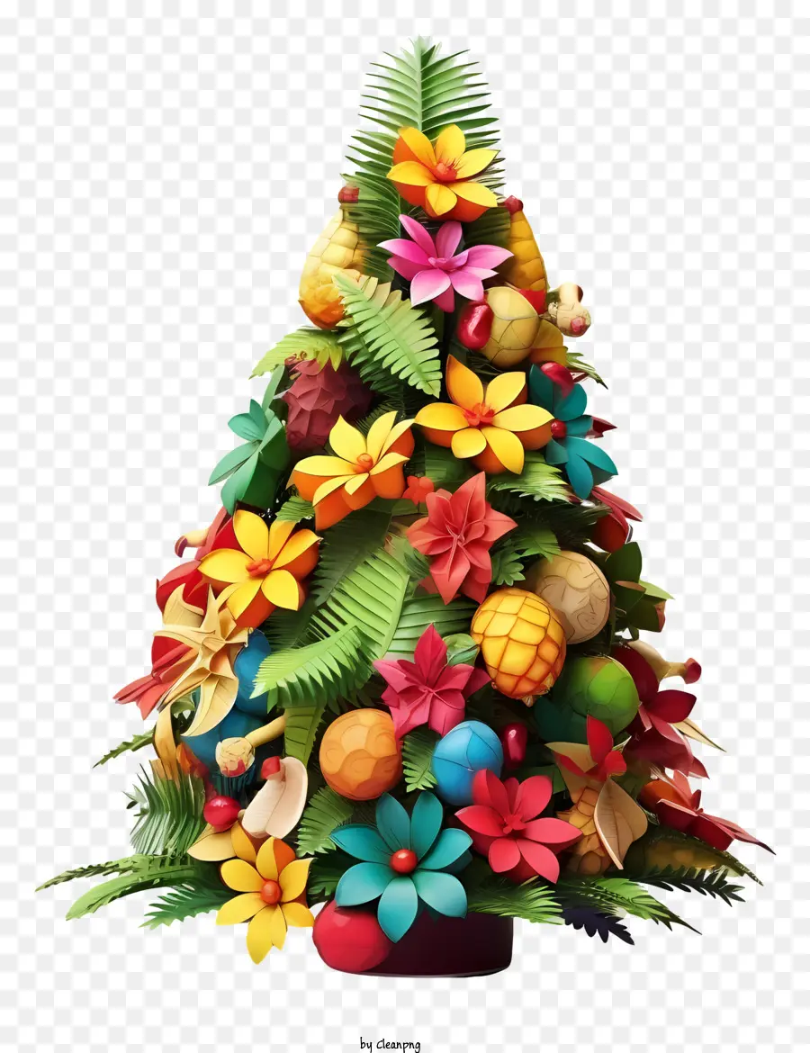 Albero di Natale colorato con fiori