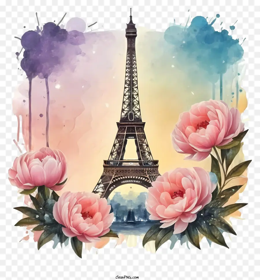 Eiffel Tower with Beautiful Flowers