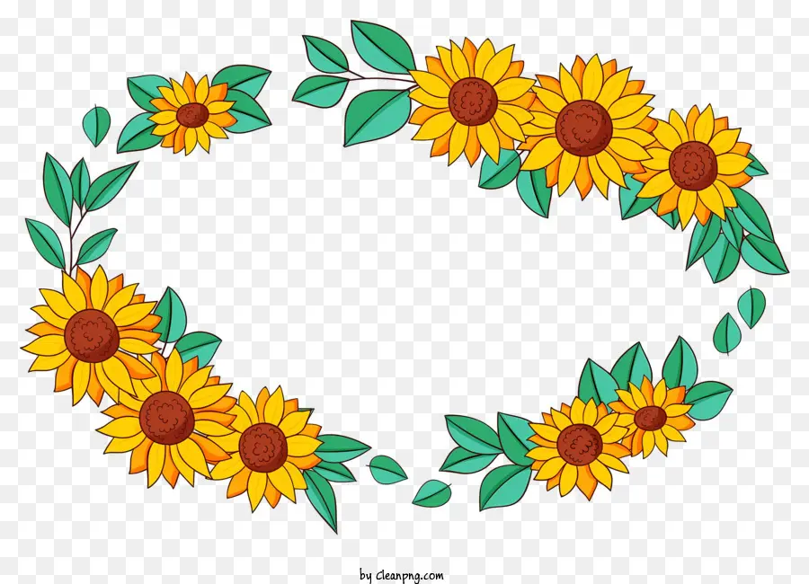 Leuchtend gelbe Sonnenblumen mit Blättern