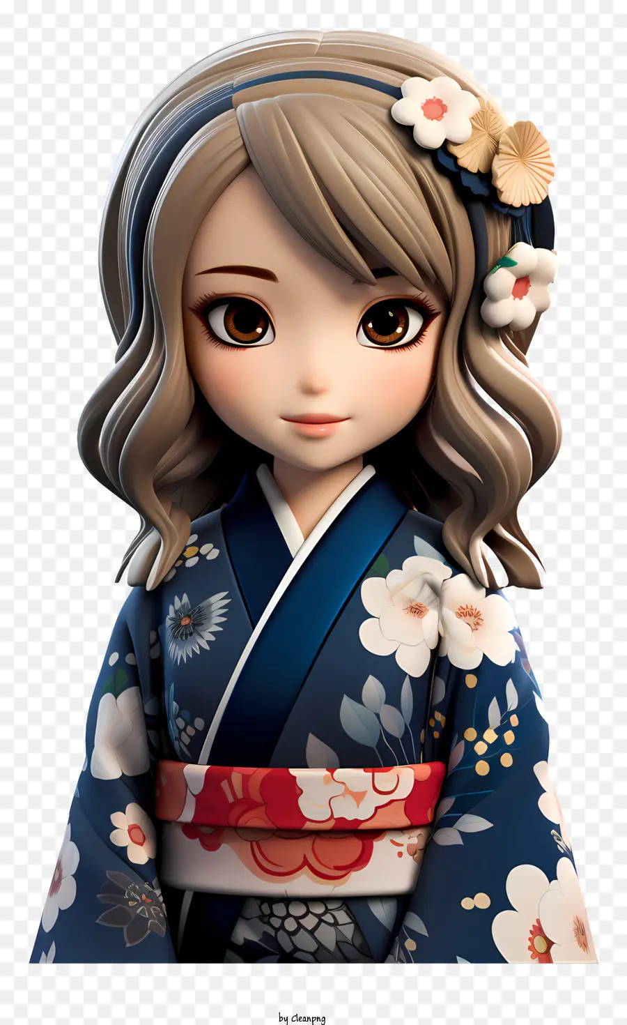 Ragazza anime in kimono floreale