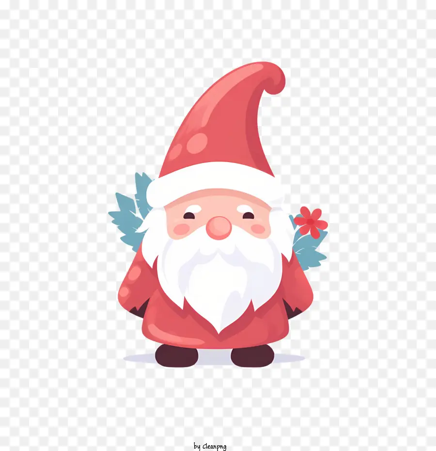 Gnome dễ thương với mũ và hoa màu hồng