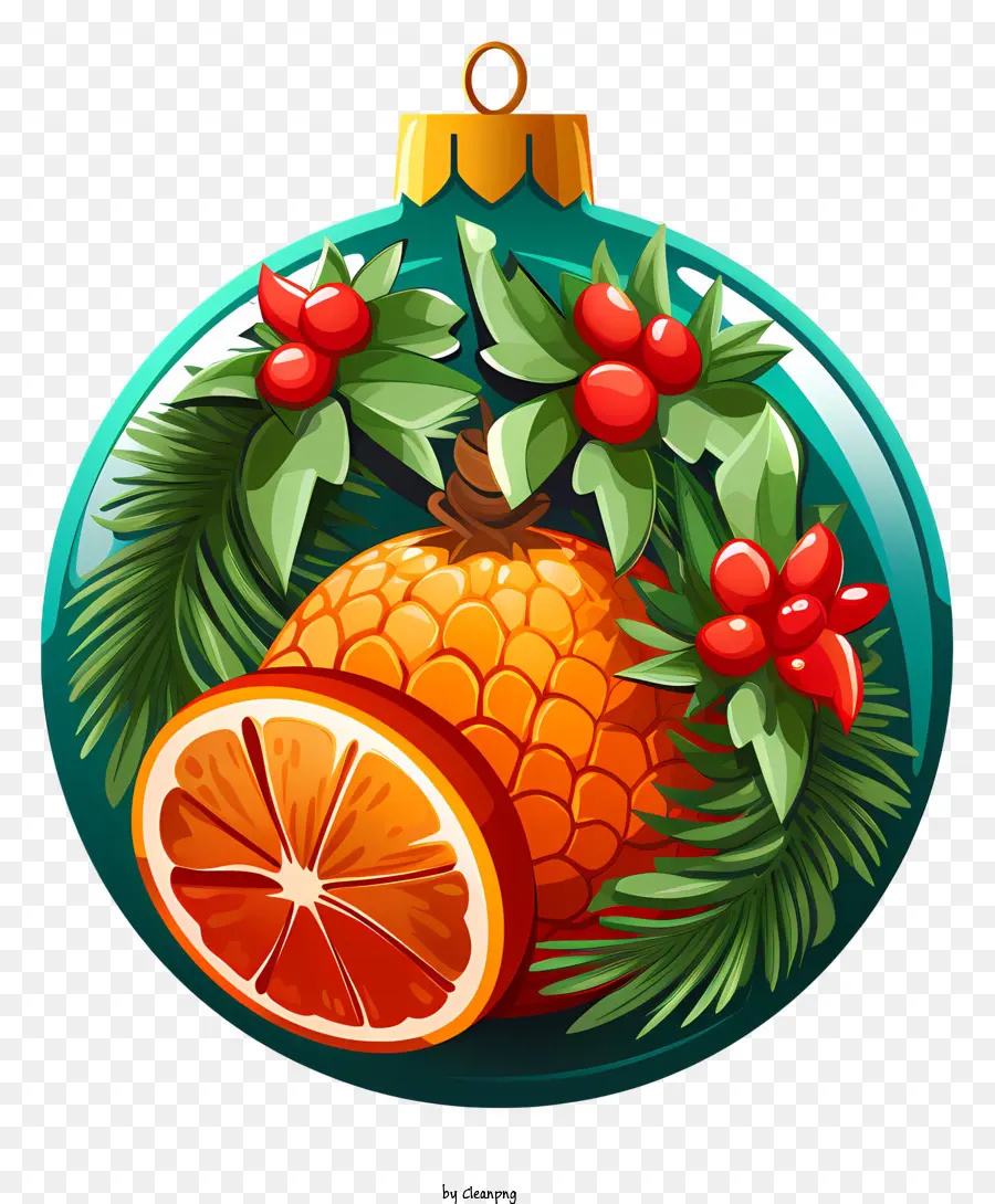 Weihnachtsschmuck mit Ananas und Orangenscheibe