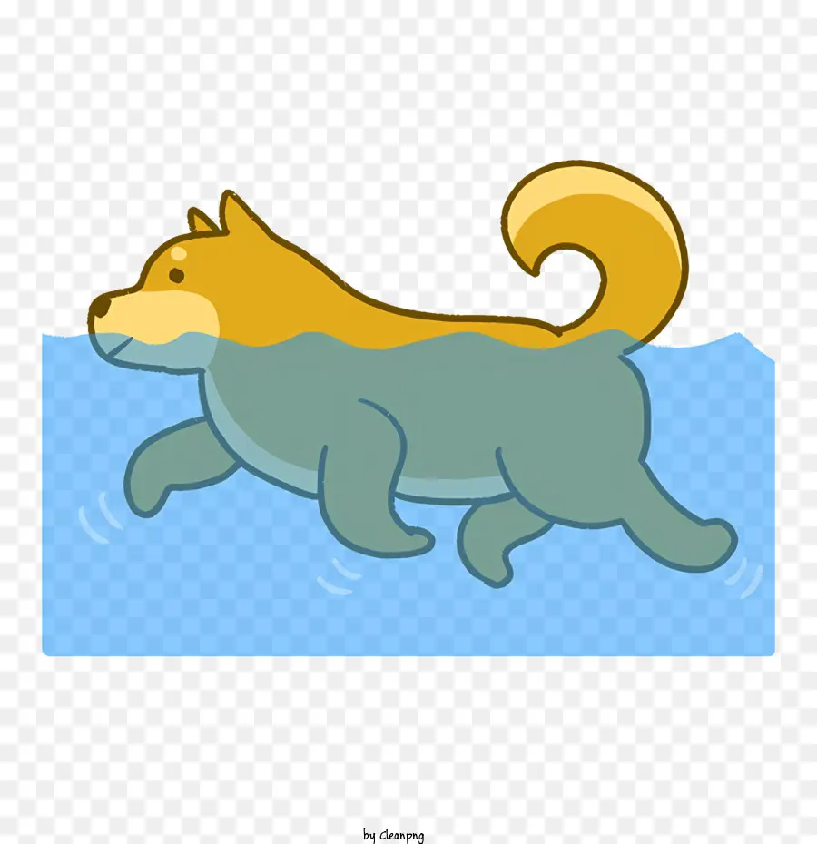 Doodle di nuoto cane giallo