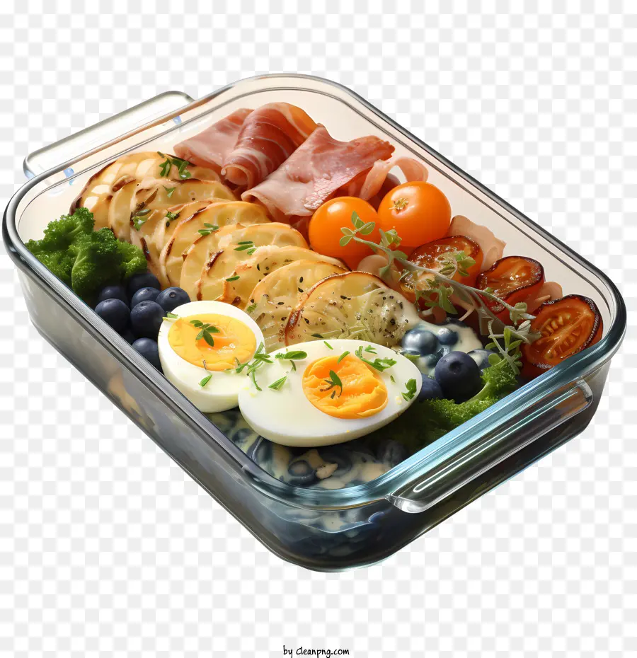 Gesunde Lunchbox mit Eiern und Gemüse