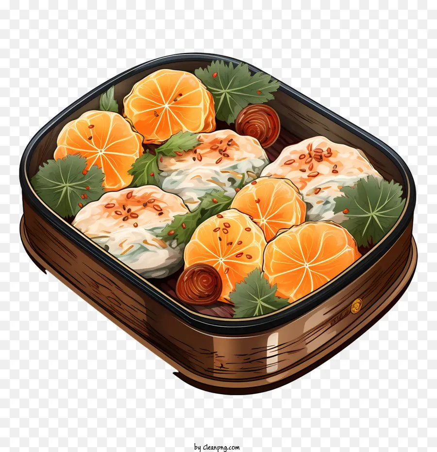 Gourmetgericht mit Orangen und Kräutern