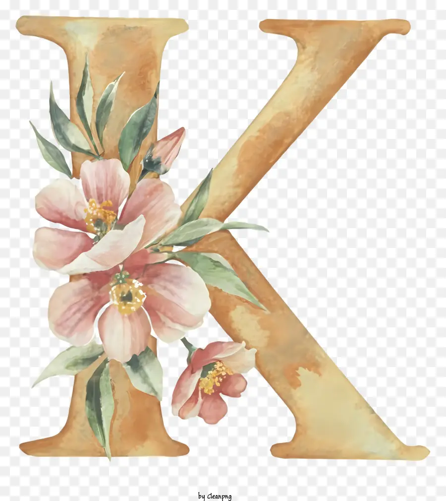 Decorative Letter K with Flowers