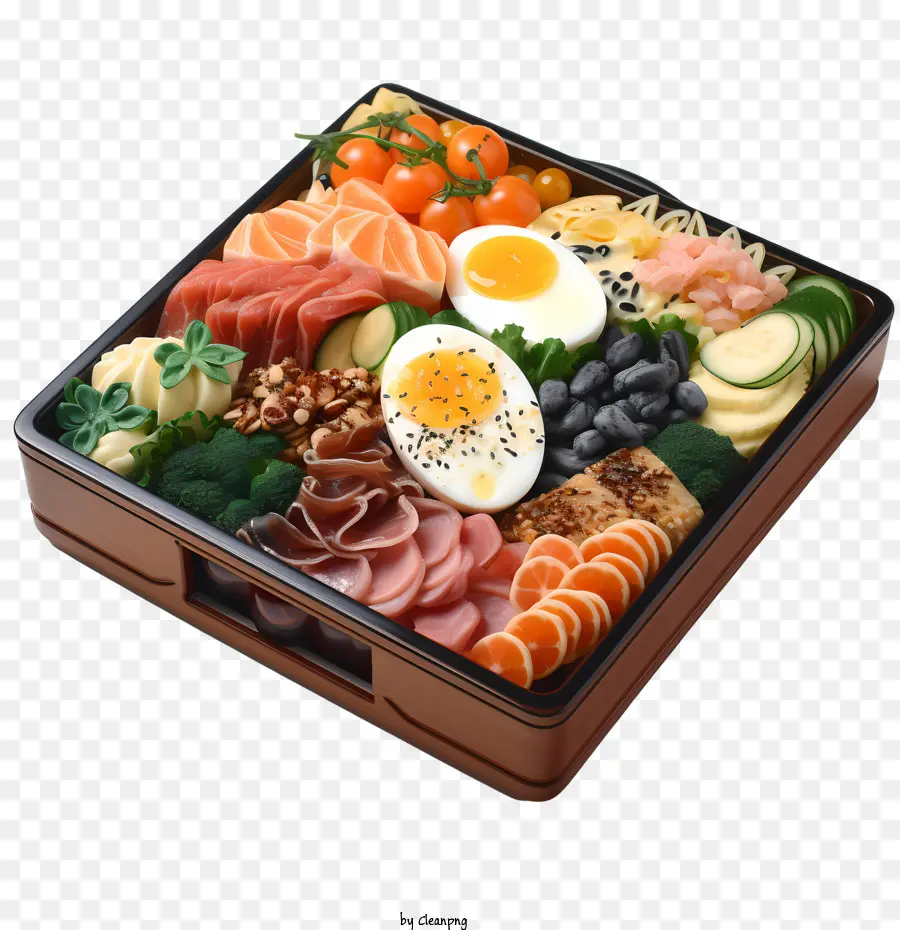 Colorful Bento Box with Assorted Foods