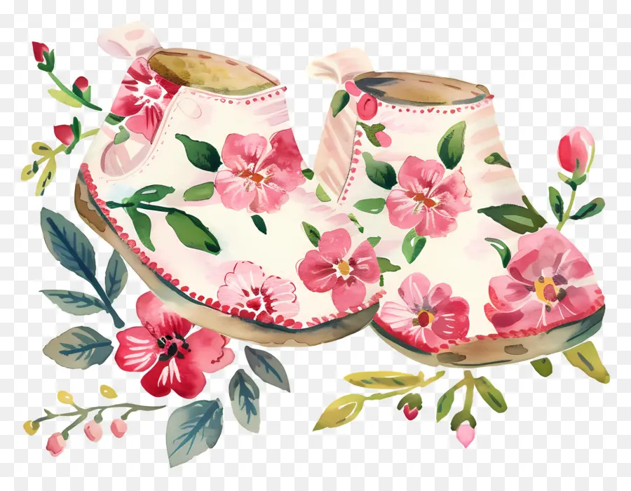 Süße florale Babyschuhe