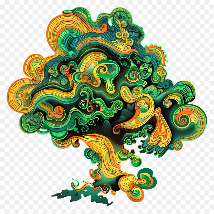 Albero astratto colorato con motivi vorticosi