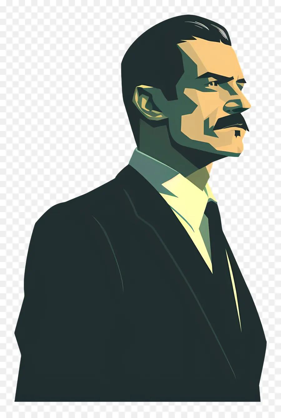 Stylized Man in Suit with Mustache