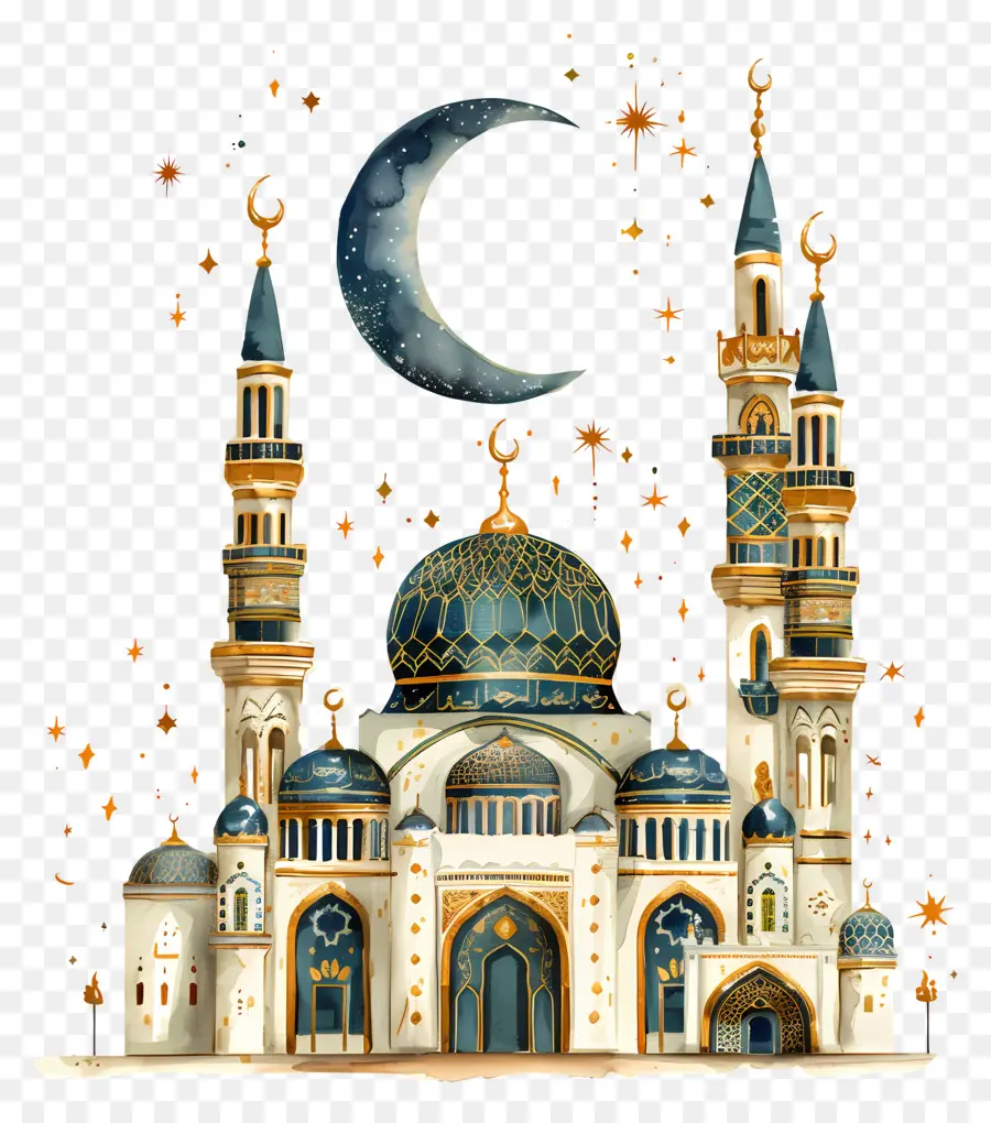 Bella moschea con falce di luna