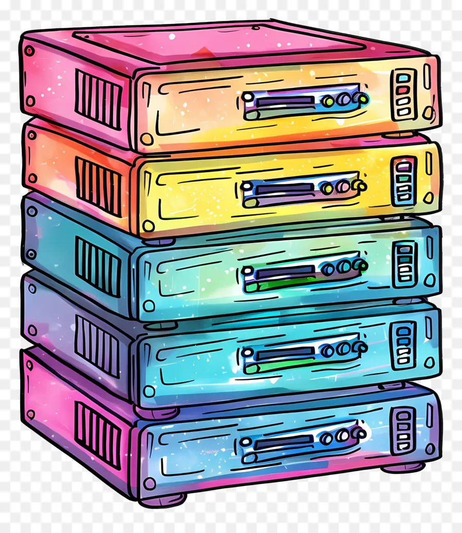 Illustrazione colorata dello stack del server