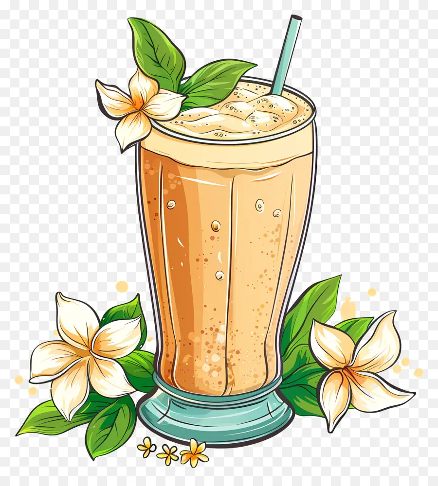 Erfrischender Orangen-Smoothie mit Blumen